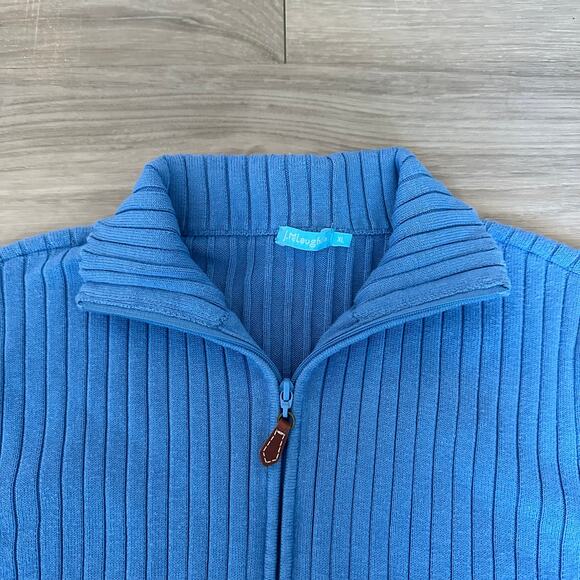 J. Mclaughlin Blue Ribbed Full-Zip Mock Neck Cardigan Sweater Women's Size XL - Picture 3 of 5